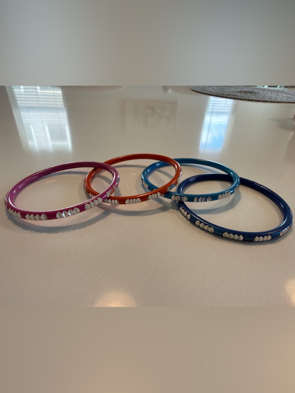 Colorful Enamel Bangle Set - Pink, Orange, Light Blue, Navy